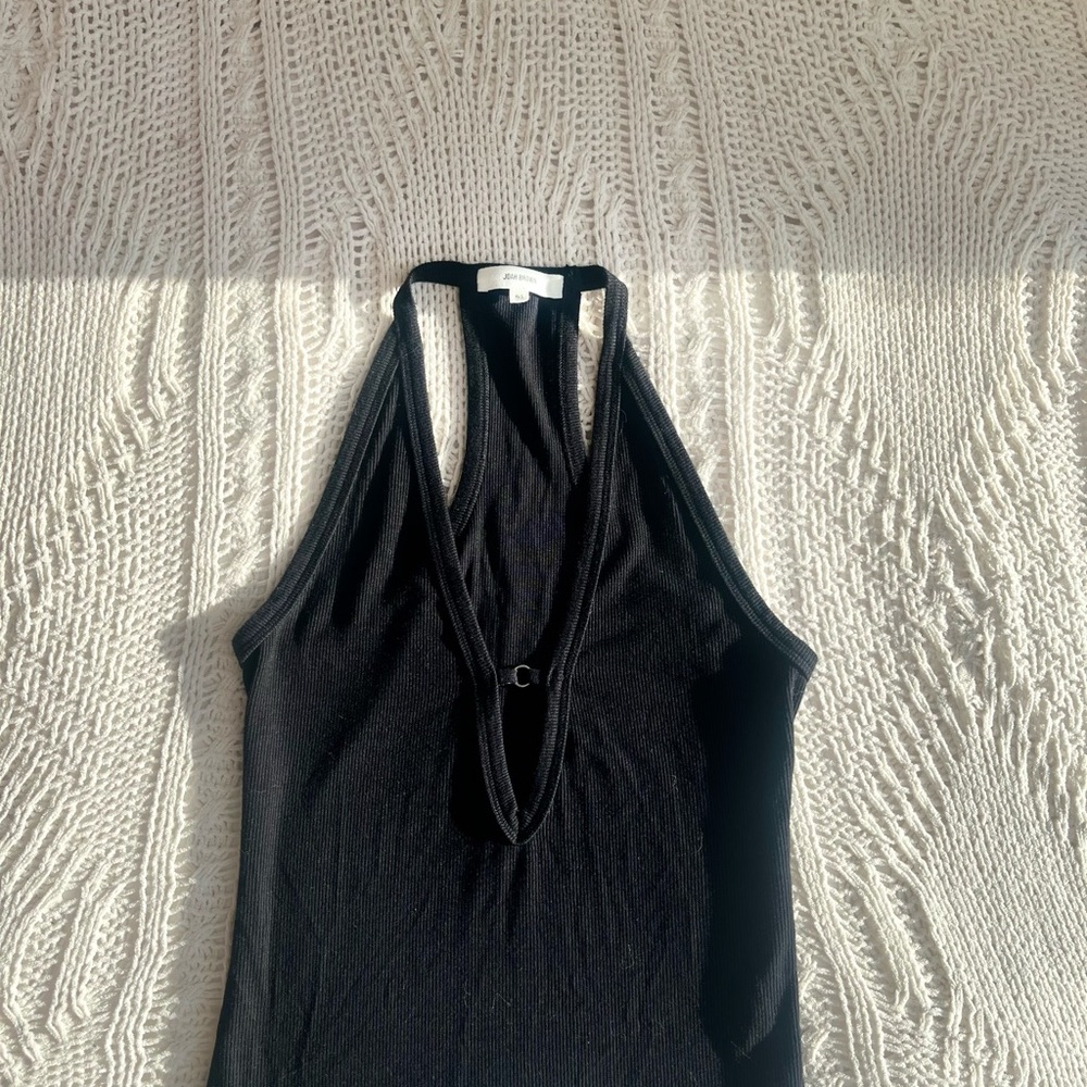 Joah Brown Black Deep V Tank Top